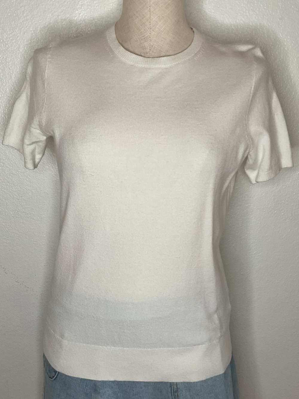 Nordstrom White Short Sleeve Sweater Tee Crewneck Knit Top